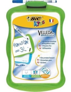 Pizarra blanca velleda 20x31cm con rotulador velleda 1721 y borrador Colores surtidos