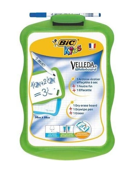 Pizarra blanca velleda 20x31cm con rotulador velleda 1721 y borrador Colores surtidos