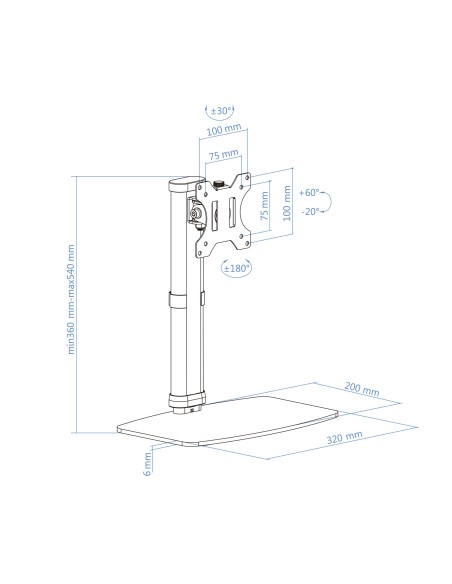 DB1127TN-B soporte para monitor 68,6 cm (27") Independiente Negro