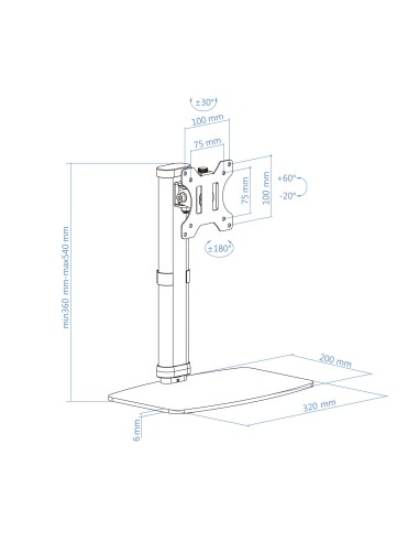 DB1127TN-W soporte para monitor 68,6 cm (27") Independiente Blanco