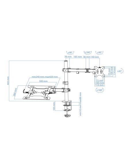 Soporte de mesa para pantalla 13"-32" y portátil