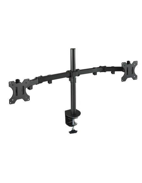 Soporte de Mesa Giratorio e Inclinable para 2 Pantallas (Monitor / TV Plasma / LCD / LED) 13  32, de Dos Brazos, Negro