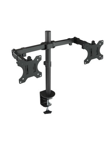 Soporte de Mesa Giratorio e Inclinable para 2 Pantallas (Monitor / TV Plasma / LCD / LED) 13  32, de Dos Brazos, Negro