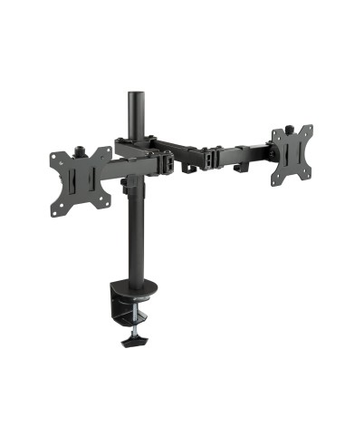 Soporte de Mesa Giratorio e Inclinable para 2 Pantallas (Monitor / TV Plasma / LCD / LED) 13  32, de Dos Brazos, Negro