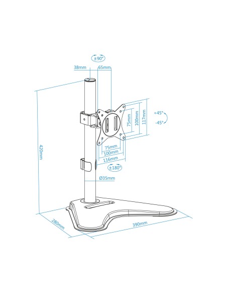 DB1701TN-B soporte para monitor 81,3 cm (32") Negro Escritorio