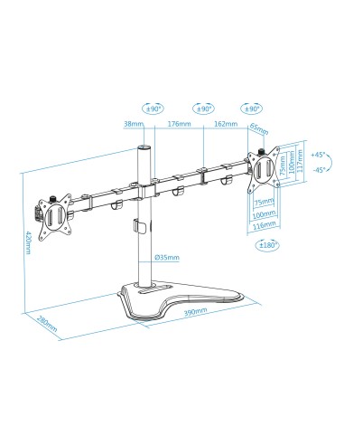 DB1702TN-B soporte para monitor 81,3 cm (32") Negro Escritorio