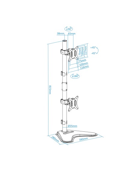 DB1703TNV-B soporte para monitor 81,3 cm (32") Negro Escritorio