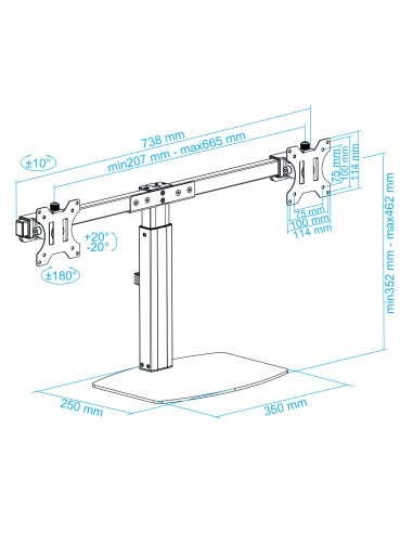 Soporte de mesa para 2 pantallas (monitor / plasma / LCD / LED) 17"-27"