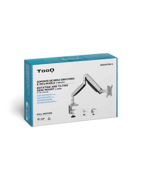 Soporte de Mesa Giratorio e Inclinable para Pantalla (Monitor / TV Plasma / LCD / LED) 13  32, de Un Brazo, Plata