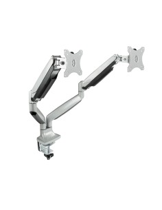 Soporte de Mesa Giratorio e Inclinable para 2 Pantallas (Monitor / TV Plasma / LCD / LED) 13  32, de Dos Brazos, Plata 2