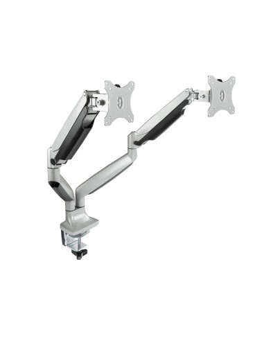 Soporte de Mesa Giratorio e Inclinable para 2 Pantallas (Monitor / TV Plasma / LCD / LED) 13  32, de Dos Brazos, Plata