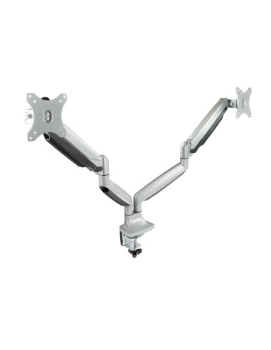 Soporte de Mesa Giratorio e Inclinable para 2 Pantallas (Monitor / TV Plasma / LCD / LED) 13  32, de Dos Brazos, Plata