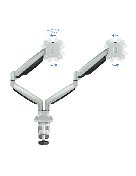 Soporte de Mesa Giratorio e Inclinable para 2 Pantallas (Monitor / TV Plasma / LCD / LED) 13  32, de Dos Brazos, Plata