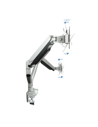 Soporte de Mesa Giratorio e Inclinable para 2 Pantallas (Monitor / TV Plasma / LCD / LED) 13  32, de Dos Brazos, Plata