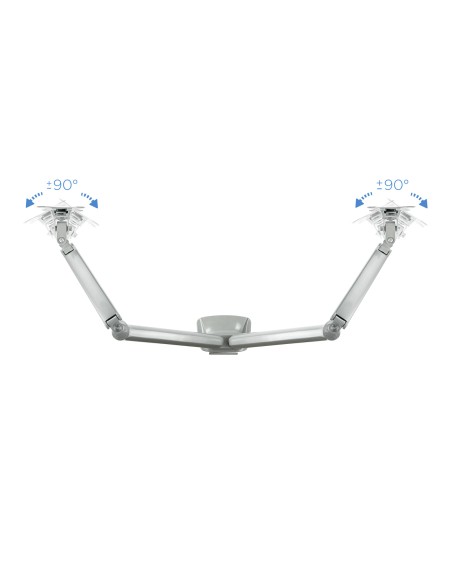 Soporte de Mesa Giratorio e Inclinable para 2 Pantallas (Monitor / TV Plasma / LCD / LED) 13  32, de Dos Brazos, Plata
