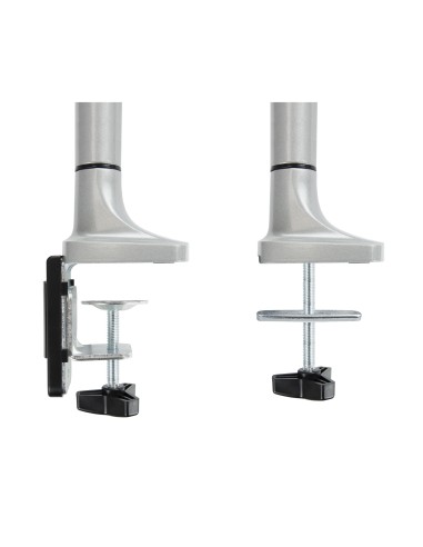 Soporte de Mesa Giratorio e Inclinable para 2 Pantallas (Monitor / TV Plasma / LCD / LED) 13  32, de Dos Brazos, Plata