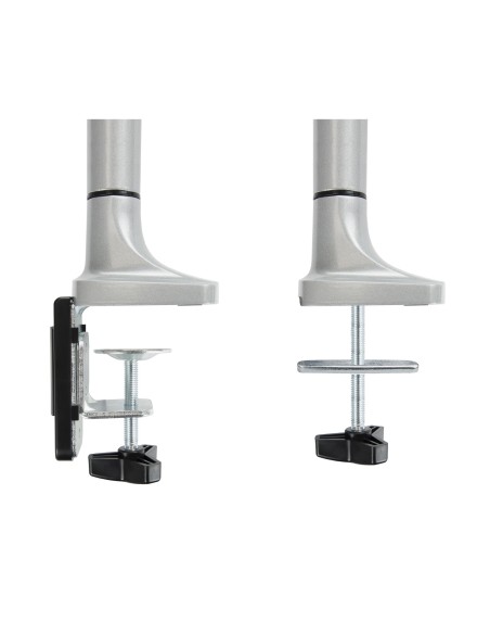 Soporte de Mesa Giratorio e Inclinable para 2 Pantallas (Monitor / TV Plasma / LCD / LED) 13  32, de Dos Brazos, Plata