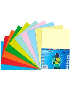 FABRISA PAQUETE PAPEL DE 100 HOJAS RETRACTILADO SURTIDO PASTE + FUERTES DINA4 80GR