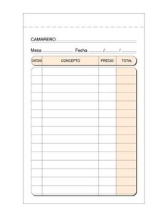 PAQ 10 TALONARIOS DE CAMARERO 9X14CM NUMERADO T160N