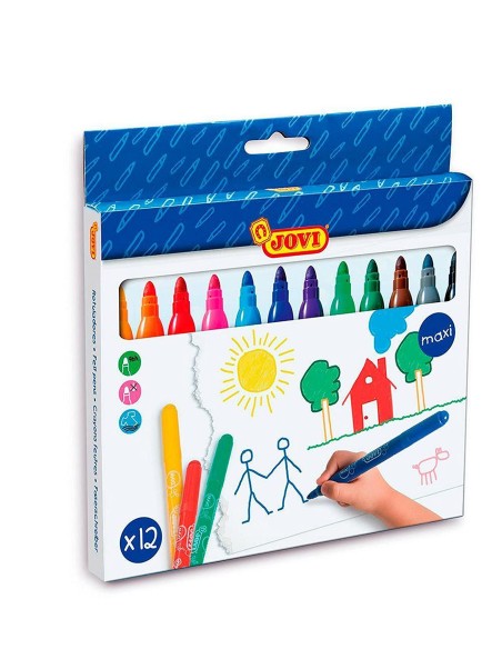 ESTUCHE 12 ROTULADORES MAXI COLORES SURTIDOS JOVI 1712