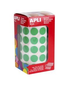 ROLLO GOMETS REDONDO VERDE AUTOADHESIVOS 15MM