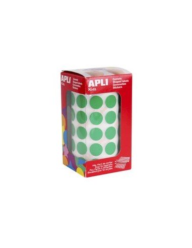 ROLLO GOMETS REDONDO VERDE AUTOADHESIVOS 15MM