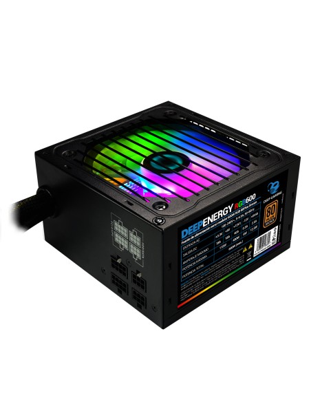 DeepEnergy RGB600 unidad de fuente de alimentación 600 W 20+4 pin ATX ATX Negro