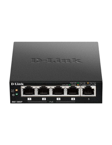 DGS-1005P No administrado L2 Gigabit Ethernet (10/100/1000) Energía sobre Ethernet (PoE) Negro
