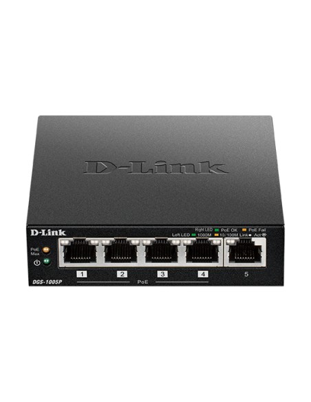 DGS-1005P No administrado L2 Gigabit Ethernet (10/100/1000) Energía sobre Ethernet (PoE) Negro