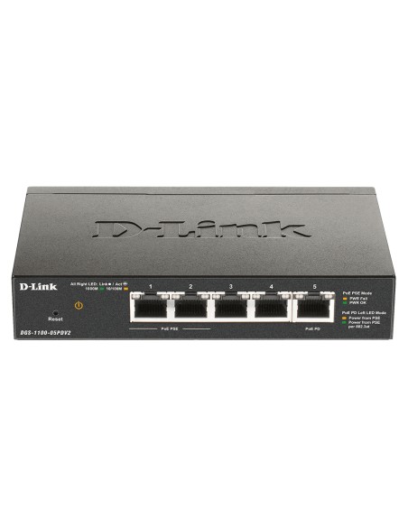 DGS-1100-05PDV2 switch Gestionado Gigabit Ethernet (10/100/1000) Energía sobre Ethernet (PoE) Negro