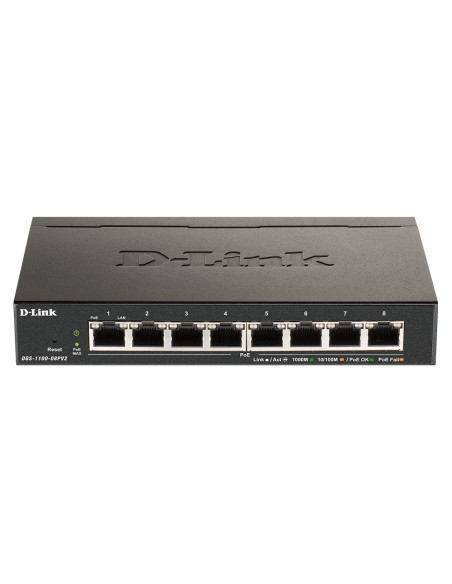 DGS-1100-08PV2 Gestionado L2/L3 Gigabit Ethernet (10/100/1000) Energía sobre Ethernet (PoE) Negro