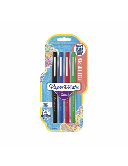 Flair rotulador Medio Negro, Azul, Verde, Rojo 4 pieza(s)