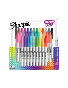 2198891 marcador 34 pieza(s) Punta fina Negro, Verde, Naranja, Rosa, Púrpura, Rojo, Amarillo