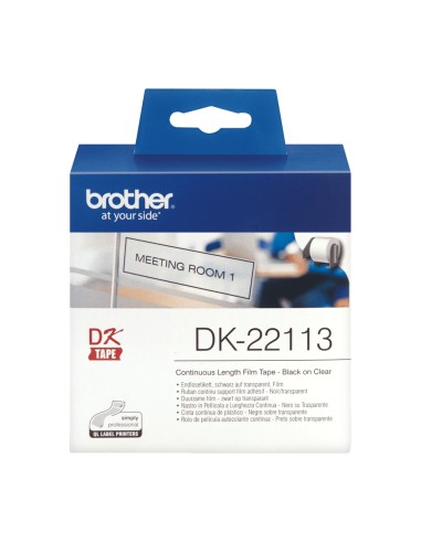 DK-22113 cinta para impresora de etiquetas Negro sobre transparente