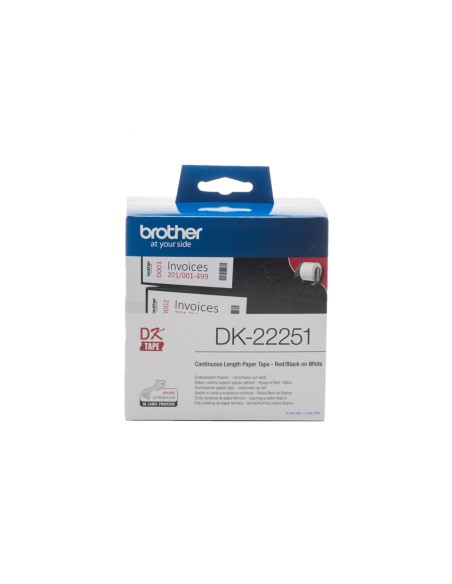 DK-22251 cinta para impresora de etiquetas Negro y rojo sobre blanco