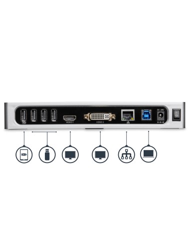 Replicador de Puertos USB 3.0 - Docking Station de Portátil para Dos Pantallas con Vídeo HDMI & DVI/VGA - Ladrón Hub de 6 Puert