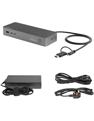 Docking Station Universal para Portátil - Replicador de Puertos Híbrido USB-C/-A - 2x HDMI y DP 4K - PD 100W - Mac / Windows / 