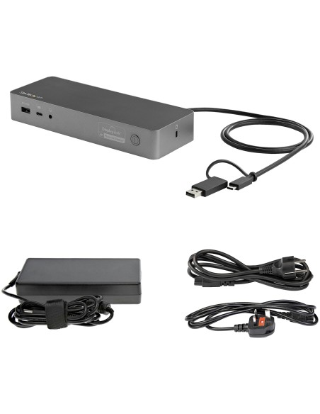 Docking Station Universal para Portátil - Replicador de Puertos Híbrido USB-C/-A - 2x HDMI y DP 4K - PD 100W - Mac / Windows / 