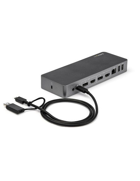 Docking Station Universal para Portátil - Replicador de Puertos Híbrido USB-C/-A - 2x HDMI y DP 4K - PD 60W - Mac / Windows / C