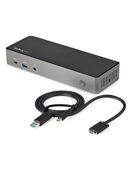 Docking Station USB-C y USB-A 10Gb - Replicador de Puertos Híbrido Universal para 3 Monitores DisplayPort y HDMI 4K de 60Hz - P