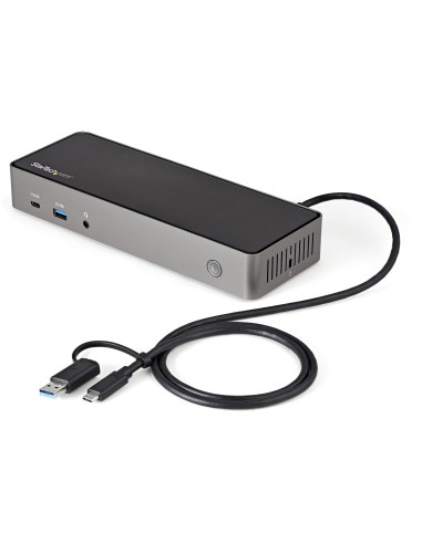 Docking Station USB-C y USB-A 10Gb - Replicador de Puertos Híbrido Universal para 3 Monitores DisplayPort y HDMI 4K de 60Hz - P