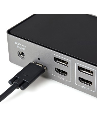 Docking Station USB-C y USB-A 10Gb - Replicador de Puertos Híbrido Universal para 3 Monitores DisplayPort y HDMI 4K de 60Hz - P