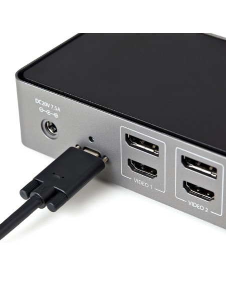 Docking Station USB-C y USB-A 10Gb - Replicador de Puertos Híbrido Universal para 3 Monitores DisplayPort y HDMI 4K de 60Hz - P