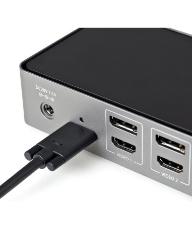 Docking Station USB-C y USB-A 10Gb - Replicador de Puertos Híbrido Universal para 3 Monitores DisplayPort y HDMI 4K de 60Hz - P