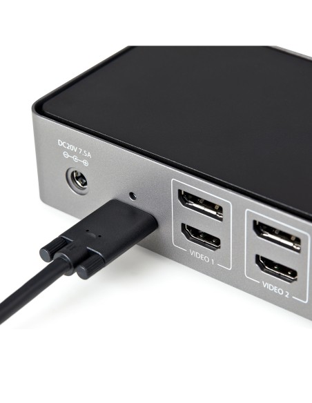 Docking Station USB-C y USB-A 10Gb - Replicador de Puertos Híbrido Universal para 3 Monitores DisplayPort y HDMI 4K de 60Hz - P