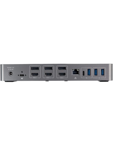 Docking Station USB-C y USB-A 10Gb - Replicador de Puertos Híbrido Universal para 3 Monitores DisplayPort y HDMI 4K de 60Hz - P