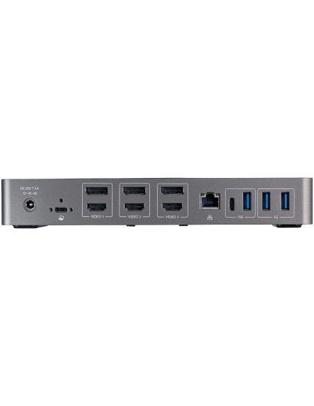 Docking Station USB-C y USB-A 10Gb - Replicador de Puertos Híbrido Universal para 3 Monitores DisplayPort y HDMI 4K de 60Hz - P