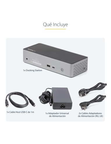 Mini Docking Station USB-C - Replicador de Puertos para 4 Monitores DisplayPort y HDMI 4K 60Hz - con PD de 100W - Hub Ladrón US