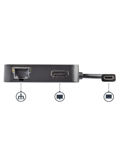 Adaptador Multipuertos USB C - Mini Dock Portátil USB-C 4K HDMI - Gigabit Ethernet - Hub USB 3.0 (1x USB-A 1x USB-C) - Adaptado
