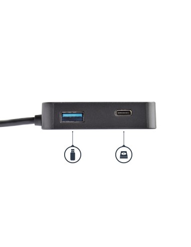 Adaptador Multipuertos USB C - Mini Dock Portátil USB-C 4K HDMI - Gigabit Ethernet - Hub USB 3.0 (1x USB-A 1x USB-C) - Adaptado